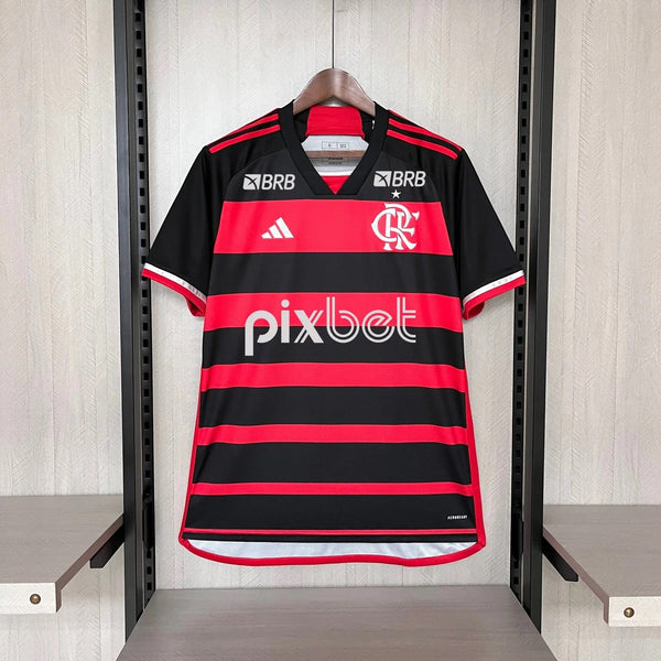 Camiseta Flamengo Home 24/25 Torcedor Masculina - Todos os Patrocínios
