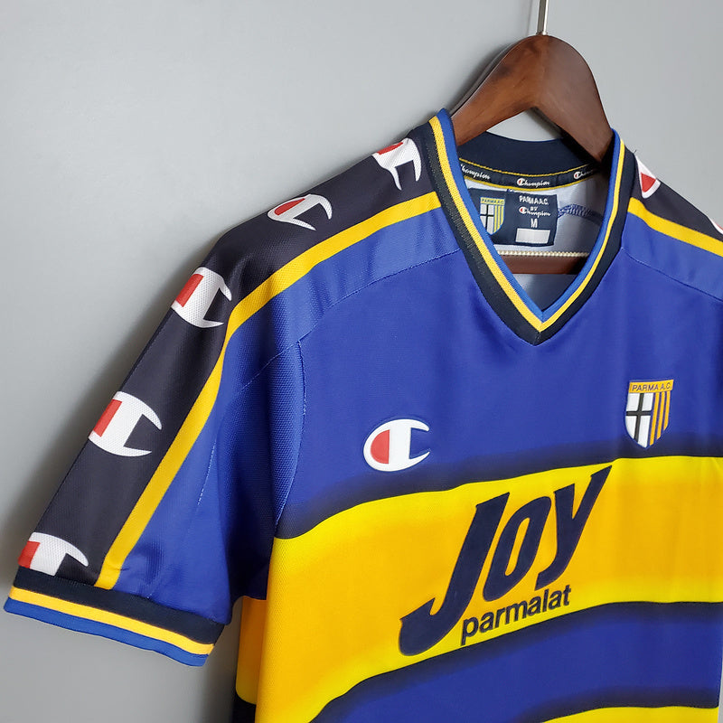 Camiseta Parma Retrô 2001/2002 Azul e Amarela - Champion